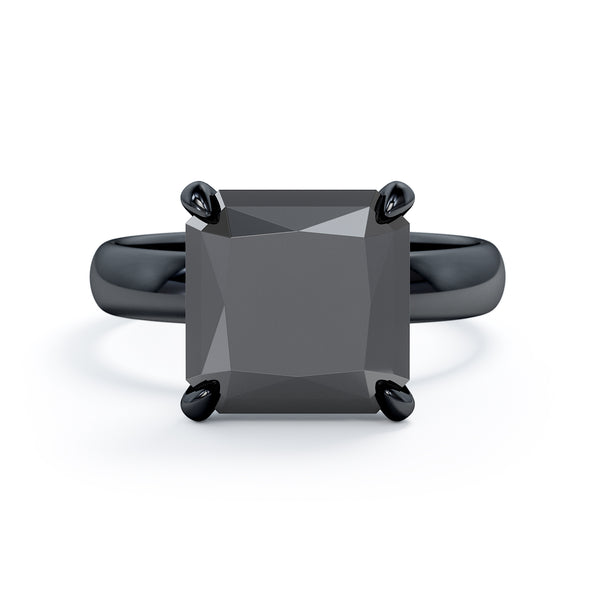 טבעת סוליטר אוניקס מרובעת מזהב שחור